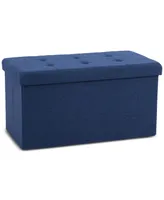 Seville Classics Foldable Tufted Storage Bench Ottoman