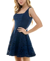 City Studios Juniors' Square-Neck Fit & Flare Skater Dress