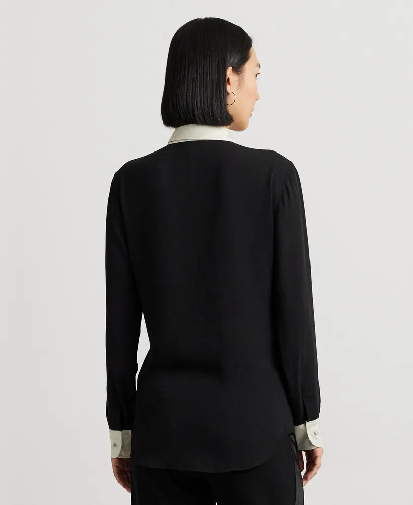 Lauren Ralph Lauren Women's Two-Tone Long-Sleeve Shirt