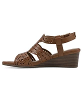 White Mountain Women's Brush Up Perforated Wedge Sandals