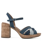 White Mountain Women's Dubonnet Cork Block Heel Sandals