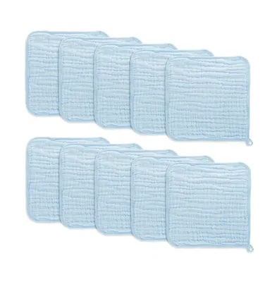 Comfy Cubs Muslin Washcloths, Pack of 10 with Gift Box