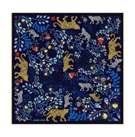 Jessie Zhao New York Double Sided Silk Scarf Of Amazon Rainforest Journey in Blue