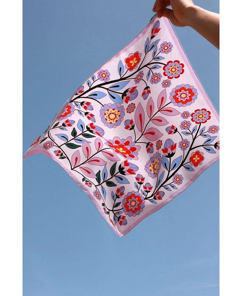 Jessie Zhao New York Double Sided Silk Scarf Of Pink Garden