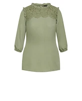 City Chic Women's Lace Angel Elbow Sleeve Top