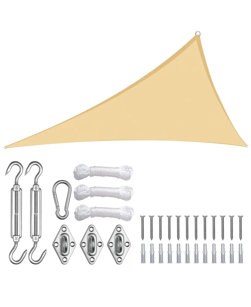 16 Ft Triangle Sun Shade Sail with Hardware Kit 97% Uv Block Top Canopy Patio