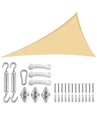 16 Ft Triangle Sun Shade Sail with Hardware Kit 97% Uv Block Top Canopy Patio