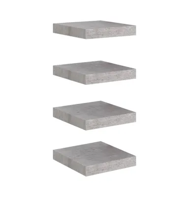 Floating Wall Shelves 4 pcs Concrete Gray 9.1"x9.3"x1.5" Mdf