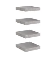 Floating Wall Shelves 4 pcs Concrete Gray 9.1"x9.3"x1.5" Mdf