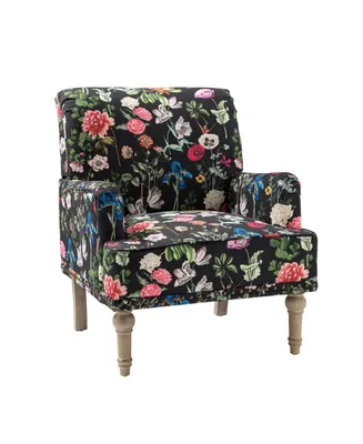 Montross Traditional Wooden Upholstered Armchair with Floral Patterns