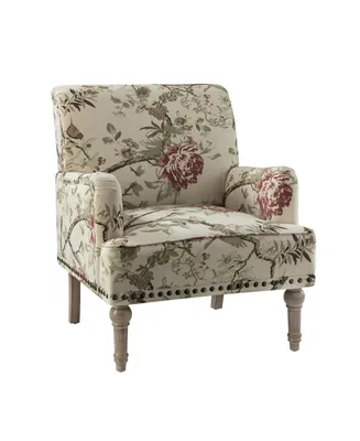 Montross Traditional Wooden Upholstered Armchair with Floral Patterns