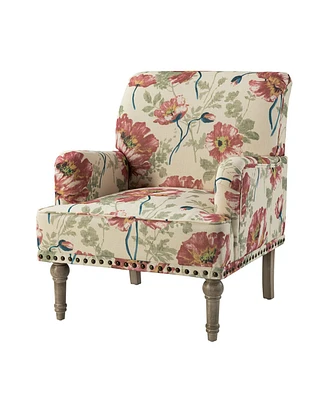 Montross Traditional Wooden Upholstered Armchair with Floral Patterns