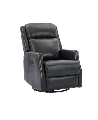 Marilia Genuine Leather Swivel Recliner with Nailhead Trims