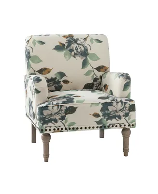 Montross Traditional Wooden Upholstered Armchair with Floral Patterns