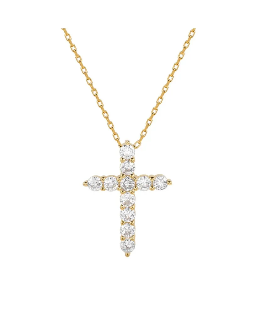 Suzy Levian New York Suzy Levian Sterling Silver Cubic Zirconia Mini Cross Pendant Necklace