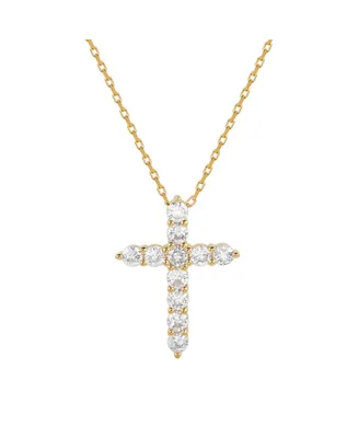 Suzy Levian New York Sterling Silver Cubic Zirconia Mini Cross Pendant Necklace