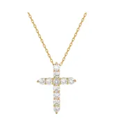 Suzy Levian New York Suzy Levian Sterling Silver Cubic Zirconia Mini Cross Pendant Necklace