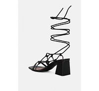 London Rag Provoked Lace Up Block Heeled Sandals