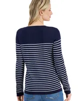 Nautica Jeans Women's Sailor-Stripe V-Neck Sweater