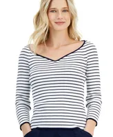 Nautica Jeans Women's Striped Sweetheart-Neck Sweater