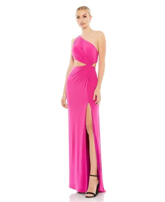 Women's Ieena One Shoulder Ruched Cut Out Jersey Gown