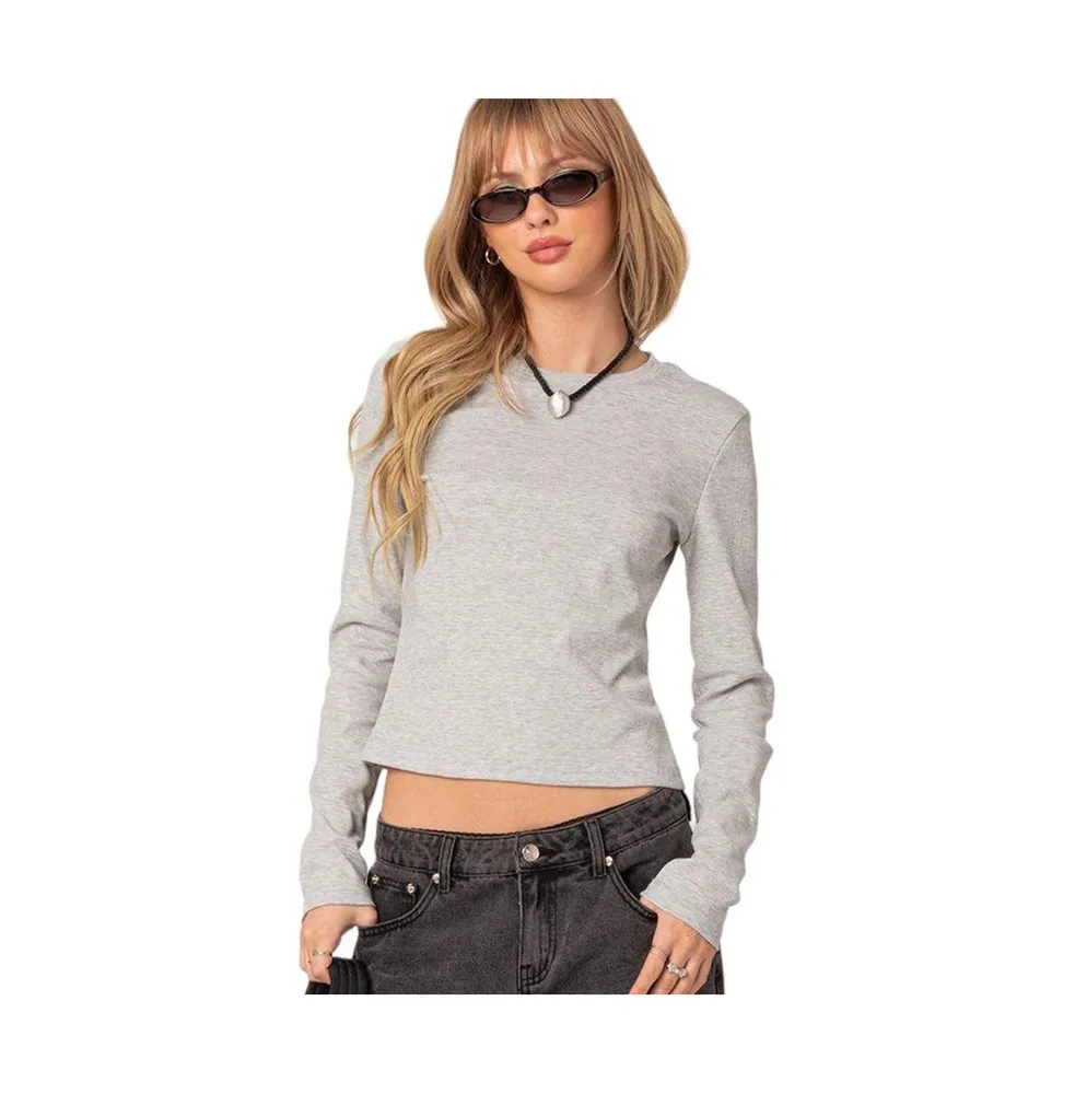 Women's Marny long sleeve waffle top - Gray