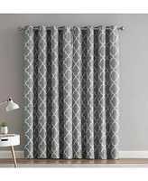 Kate Aurora 2 Piece 100% Full Blackout Trellis Grommet Top Window Curtain Panels