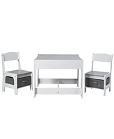 Kids Table Chairs Set With Storage Boxes Blackboard Whiteboard Drawing