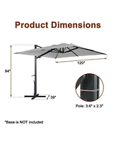 Mondawe 10ft Square Cantilever Patio Umbrella with Included Base Weight for Outdoor Sun Shade