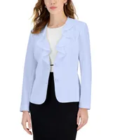 Kasper Women's Ruffle-Front Two-Button Long-Sleeve Jacket