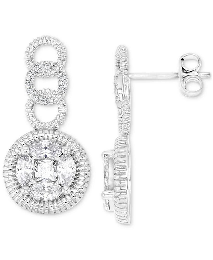 Cubic Zirconia Multi-Cut Ridged Multi Circle Drop Earrings