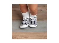 Komuello's Baby Girl Boy First Walk Sock Shoes String Grey