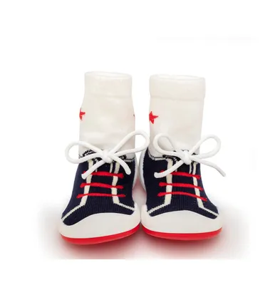 Komuello's Baby Boy First Walk Sock Shoes String Navy