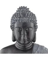 Sitting Buddha Outdoor Water Fountain with Light Led 28" High Faux Stone Meditation Decor for Garden Patio Backyard Deck Home Lawn Porch House Relaxat