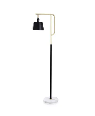 60" Canella Contemporary Steel Marble Base Floor Lamp