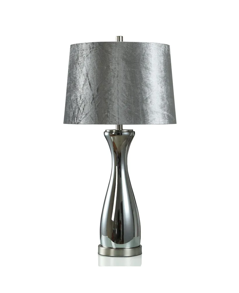 31" Subdued Elegant Table Lamp with Velvet Shade - Smokey Gray, Chrome, Semi