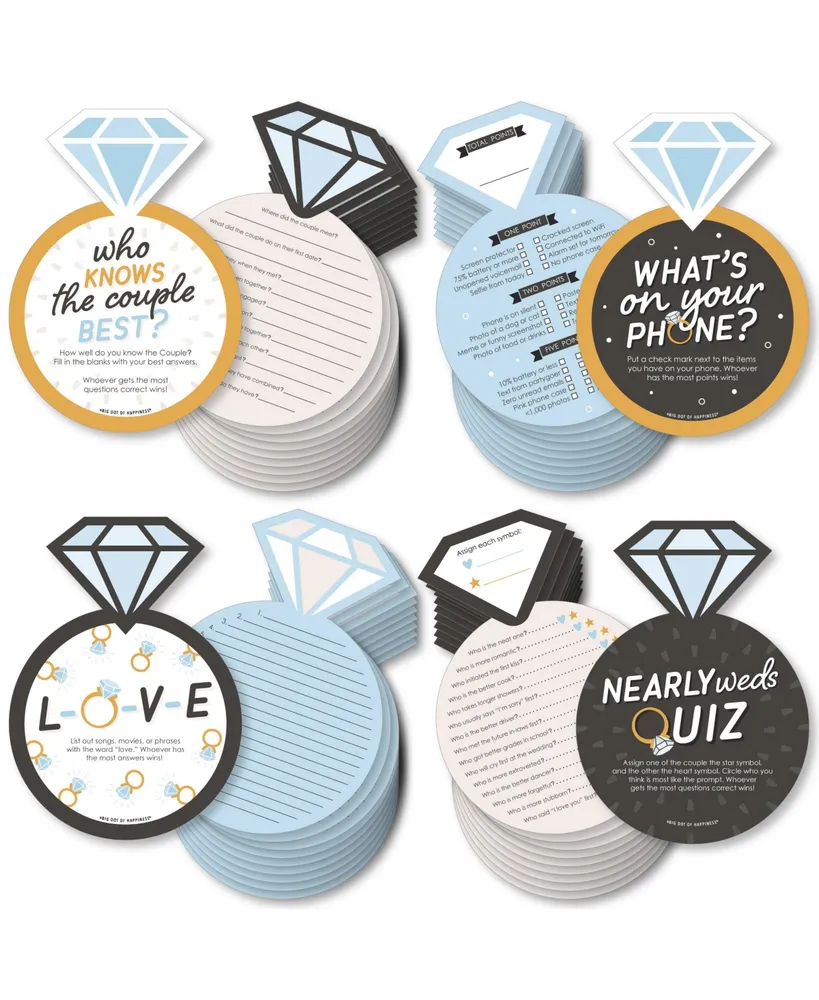 Just Engaged - Black and White - 4 Party Games 10 Cards Each - Gamerific Bundle