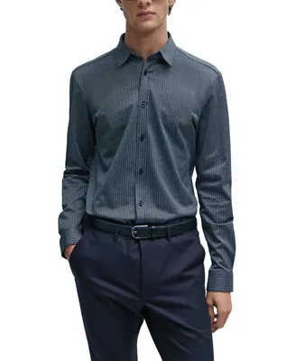 Boss by Hugo Men's Structured Cotton Jacquard Slim-Fit Dress Shirt