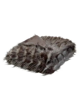 Cozy Tyme Pauline Faux Feather Fur Throw 50"x60", Dark Grey