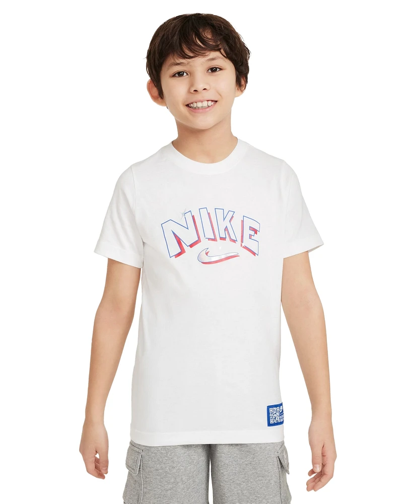 Nike Big Boys Sportswear Crewneck Cotton Stars Graphic T-Shirt