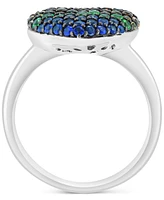 Effy Multi-Gemstone Pave Heart Ring (1-1/6 ct. t.w.) in Sterling Silver