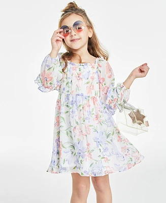 Rare Editions Toddler & Little Girls Floral-Print Chiffon Dress, Created for Macy's