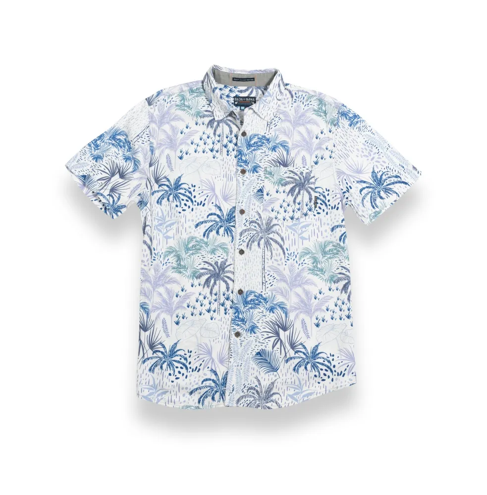 Baja Llama Men's White Hot Tropics - Nighthawk Button Up Shirt