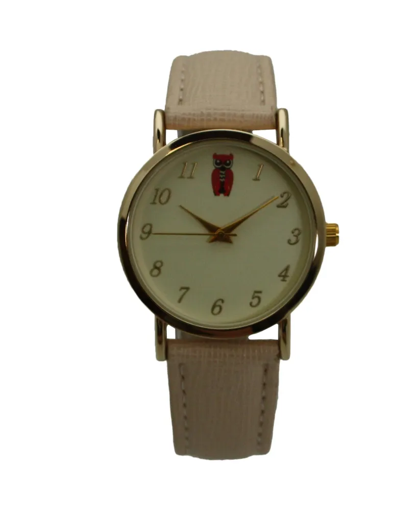 Olivia Pratt Beige Textured Leather Owl Face Women Watch