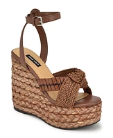 Nine West Women's Eaden Ankle Strap Round Toe Wedge Sandals