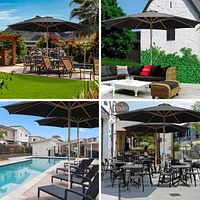 Yescom 13FT Large Outdoor Patio Umbrella UV30+ Wood 8 Rib Pole for Table Beach Yard Garden Wedding Deck Cafe Pool
