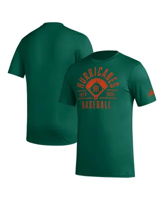 Men's adidas Green Distressed Miami Hurricanes Exit Velocity Baseball Pregame Aeroready T-shirt