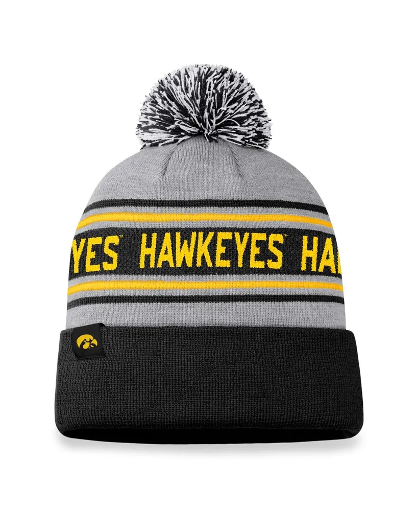 Men's Top of the World Heather Gray Iowa Hawkeyes Frigid Cuffed Knit Hat with Pom