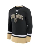 Men's Fanatics Black Vegas Golden Knights Back Pass Lace-Up Long Sleeve T-shirt