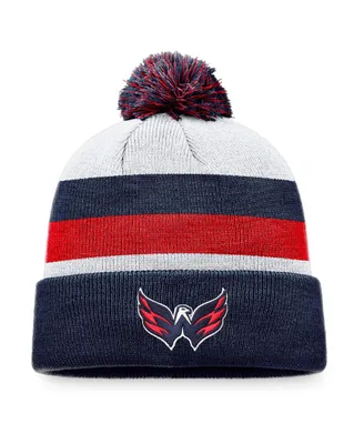 Men's Fanatics Navy, Red Washington Capitals Fundamental Cuffed Knit Hat with Pom